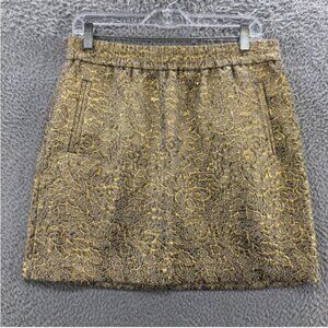 Ann Taylor Loft Gold Metallic Mini Skirt Size Small Petite